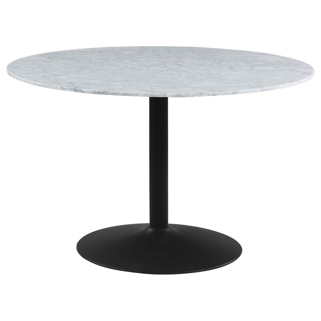 Bartole White and Matte Black Round Dining Table