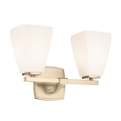 Kichler Lighting Marant 14.25" 2-Light Vanity Light with Opal Glass in Champagne Bronze