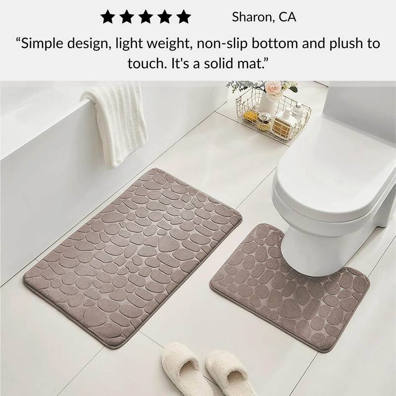 Memory Foam Contour Bath Mat Pebble Design 18x20