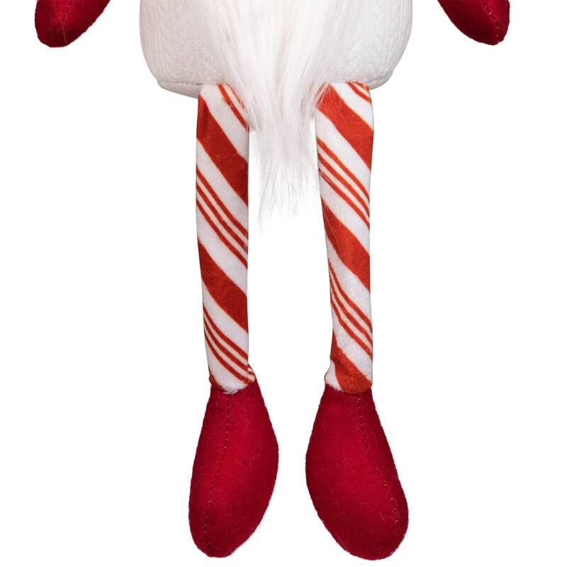 Peppermint Candy Plush Gnome with Dangling Legs Christmas Decoration - 10"