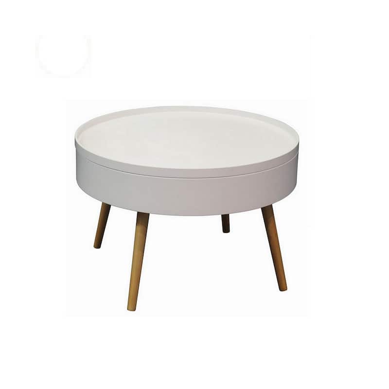 Zoe Mid-Century Modern Round Coffee Table with Storage