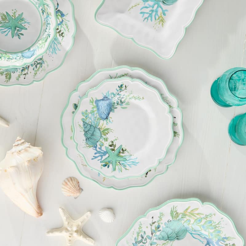 Certified International Sea Glass Melamine 9" Salad/Dessert Plates, Set of 4 - 9.00"L x 9.00"W x 0.50"H