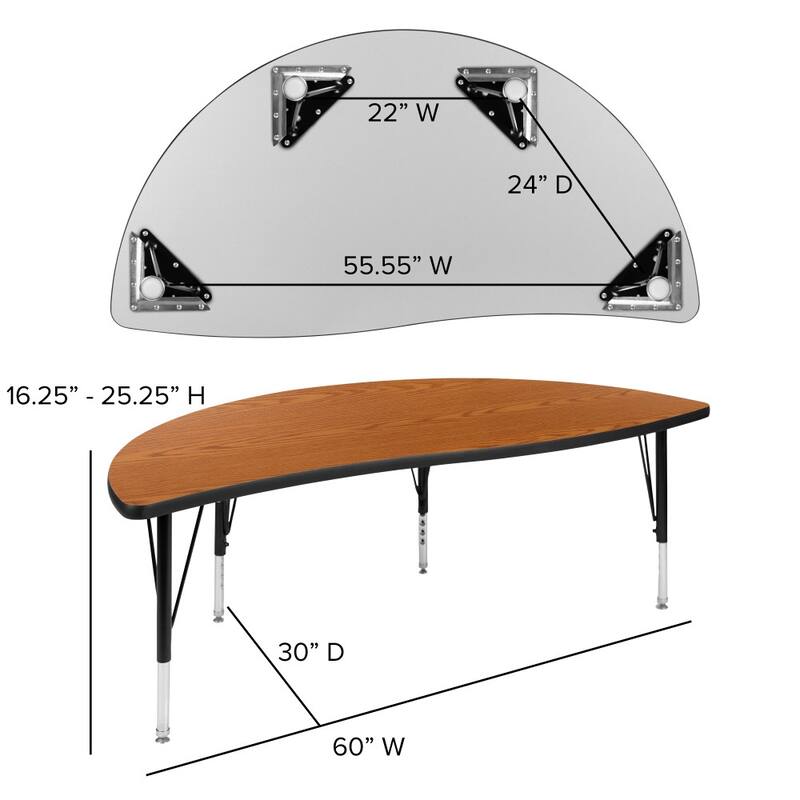 2 Piece 60" Circle Flexible Kids Adjustable Activity Table Set