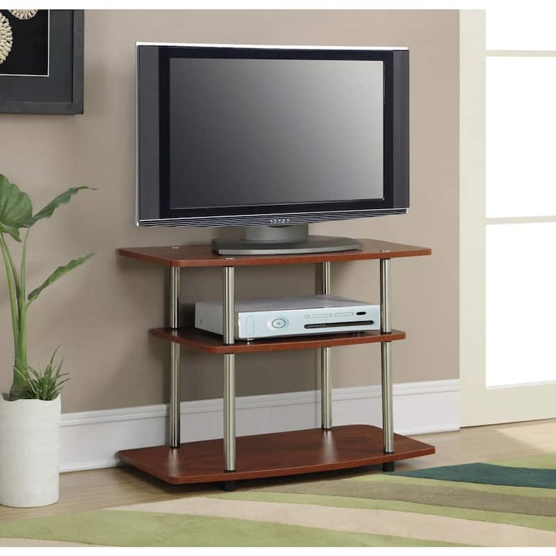 Modern Wood and Metal TV Stand in Cherry Brown Finish - 31.5 x 22.2 x 15.8 inches