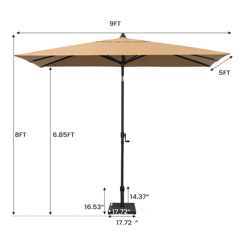 Pellebant Outdoor 9 x 5 FT Patio Market Umbrella Rectangular with Base