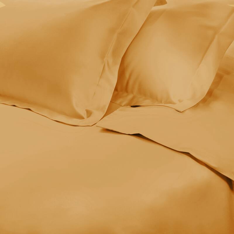Superior Egyptian Cotton 650 Thread Count Solid Duvet Cover Set - Gold - Full - Queen