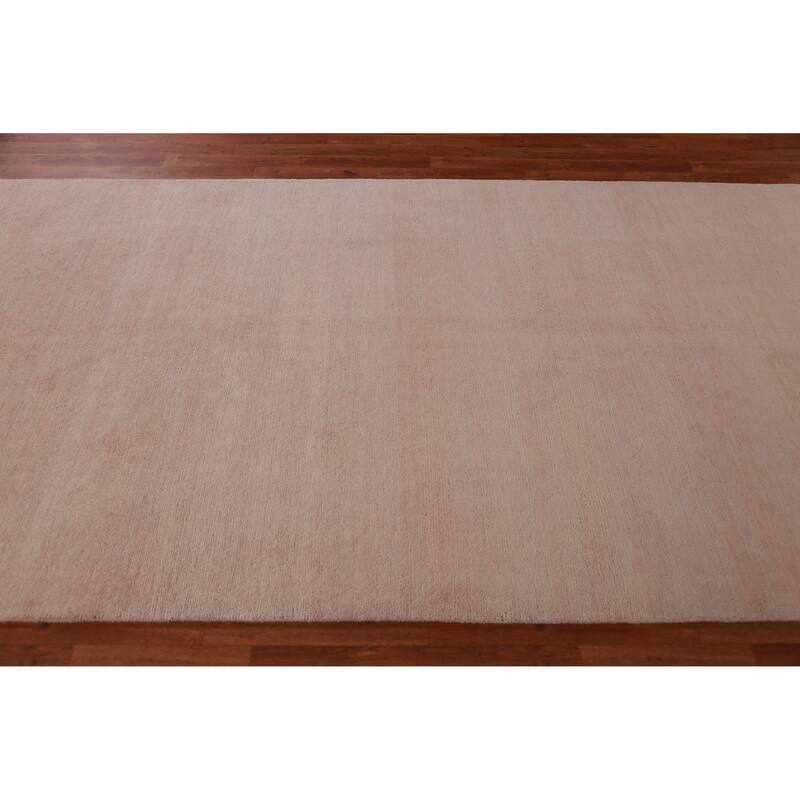 Hand Knotted Oriental 100% Wool Carpet Modern Solid Peach Gabbeh Area Rug - 10' 3'' X 5' 3''