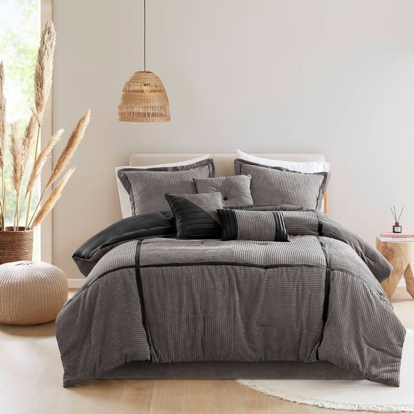 slide 2 of 15, Madison Park Dallas 7-Piece Comforter Set Grey - California King