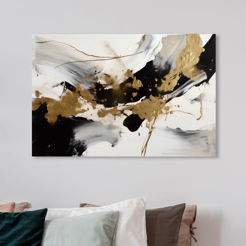 Wynwood Studio Abstract Spilled Gold Liquid Gold and Modern & Contemporary Wall Art Canvas Print - 36 x 54