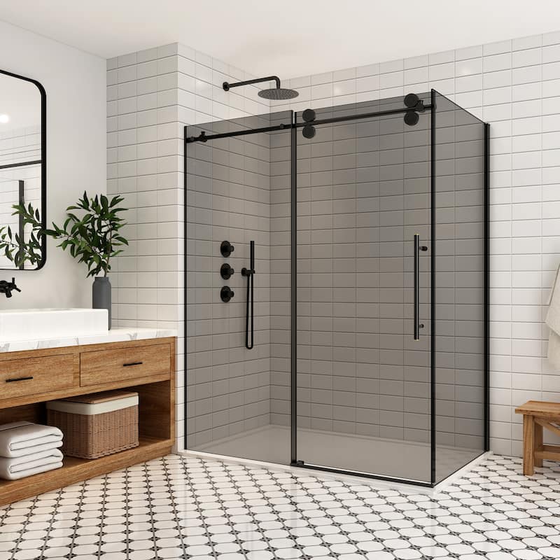 Echarri Rectangle Sliding Frameless Shower Enclosure with Tinted Glass
