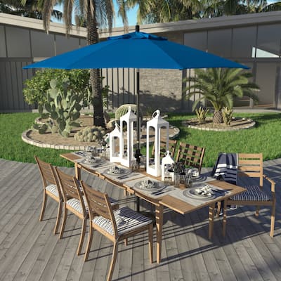 California Umbrella 9' Rd. Aluminum Patio Umbrella, Deluxe Crank Lift with Collar Tilt, Black Frame Finish, Pacifica Fabric