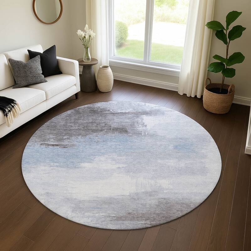 Premium Washable Super Soft Modern Chic Mayfield Rug - Sky - 8' x 8'