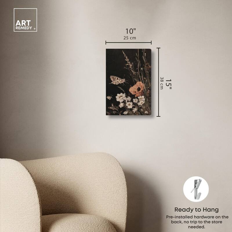 Poppy and Moth II Canvas by Art Remedy, Gallery Wrapped