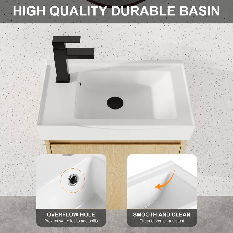 Beingnext 16''/20''/24"/30"/36" Bathroom Vanity with Sink, Floating Bathroom Vanity with Soft Close Door
