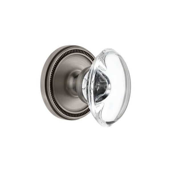 Grandeur SOLPRO_PRV_234 Soleil Solid Brass Rose Privacy Door Knob Set with Provence Crystal Knob and 2-3/4" Backset