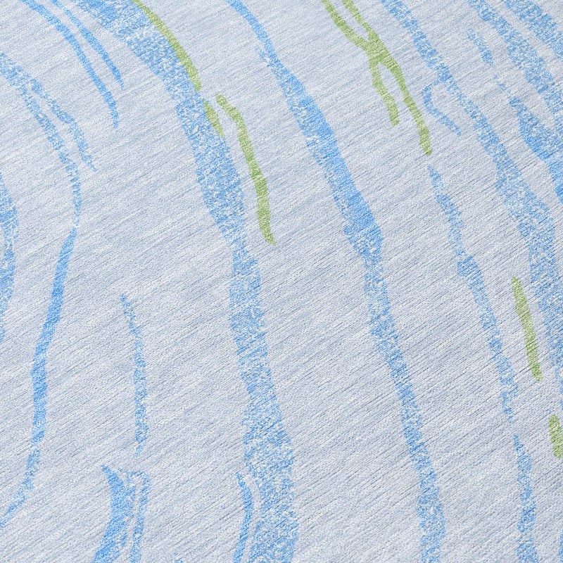 Machine Washable Indoor/ Outdoor Modern Wave Chantille Rug