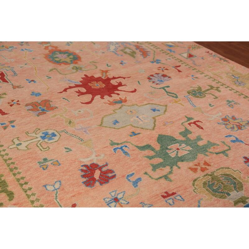 Oushak Indian Area Rug Hand-Knotted Floral Wool Carpet - 8'11"x 11'11"