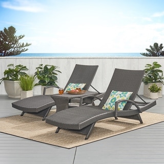 Pacific Outdoor 3-piece Wicker Armed Chaise Lounge Set by Christopher Knight Home