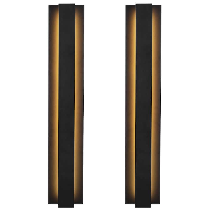 Black Modern/Contemporary LED Outdoor Wall Lantern Sconce 1 or 2 Set - 31.5inch/2Pack