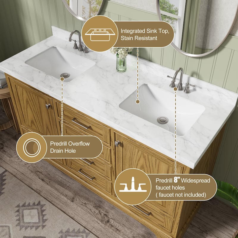 Bathroom Vanity Set Pre-installed Large Space Double Sink