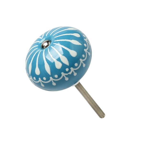 Ceramic Knobs Vintage Knob Drawer Pull Handle Furniture Kitchen Door Cabinet Cupboard Wardrobe Dresser Decoration Blue - 1pcs
