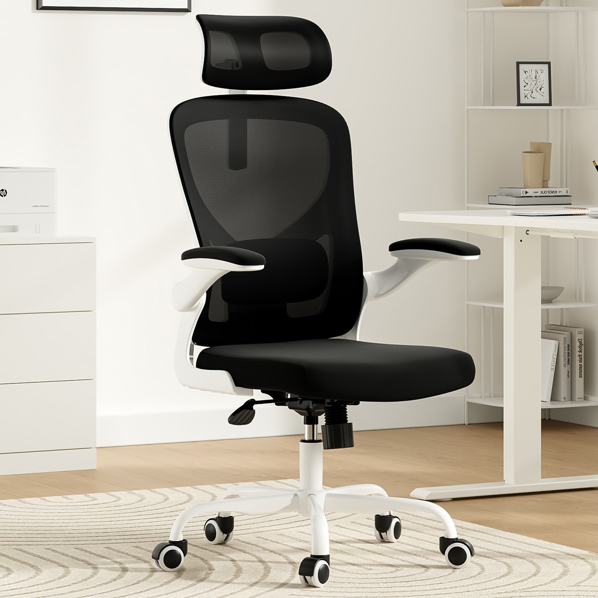 Ergonomic Office Chair With Headrest,High Back Computer Chair With Armrests And Adjustable Lumbar Support
