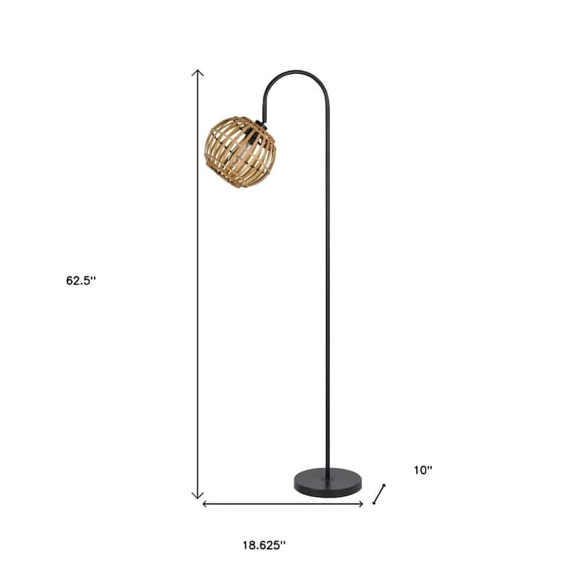 63" Floor Lamp with Brown Globe Shade and Metal Base for Living Room - 10” x 18.62” x 62.50”