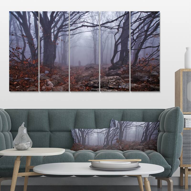 Dark Foggy Forest in Autumn - Landscape Photo Canvas Print