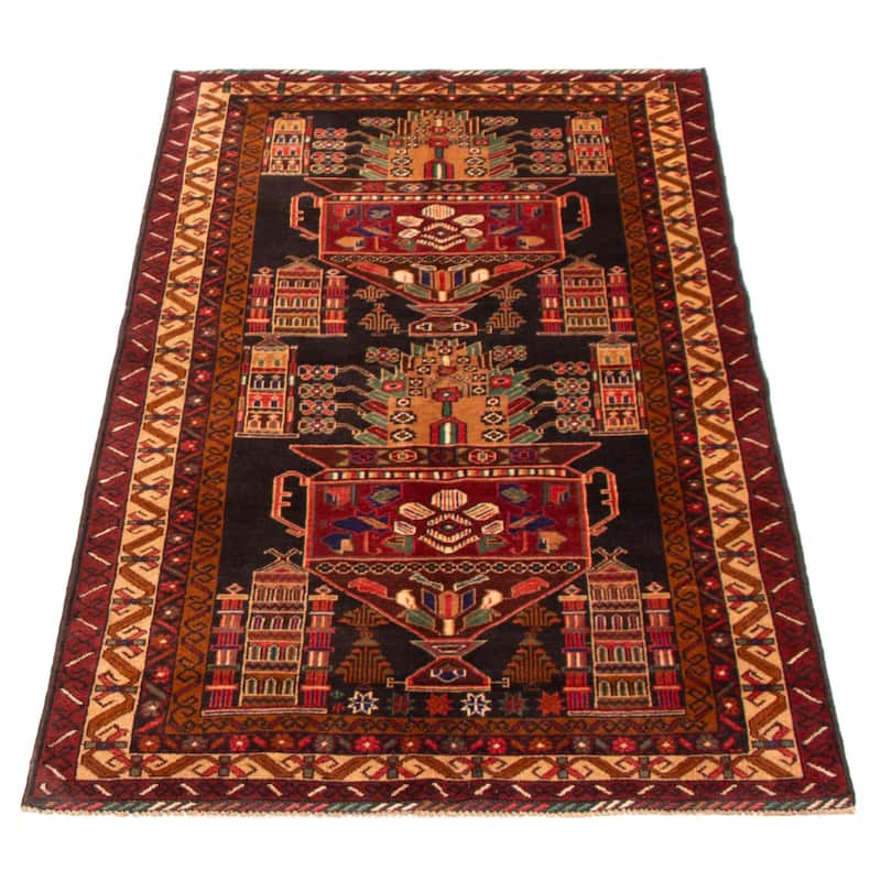 Teimani Black Rug 3'7" x 6'7" - 3'7 x 6'7