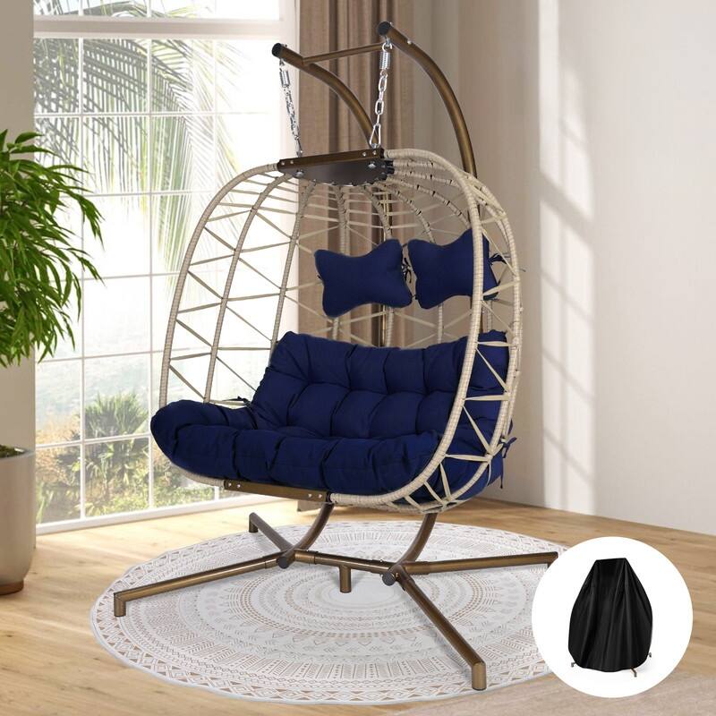 FINCATI Indoor Double Egg Chair, 700 lbs Extra-large 2 Person Double Egg Chair, Cozy Swing Chair, Oversized Hanging Egg Chair