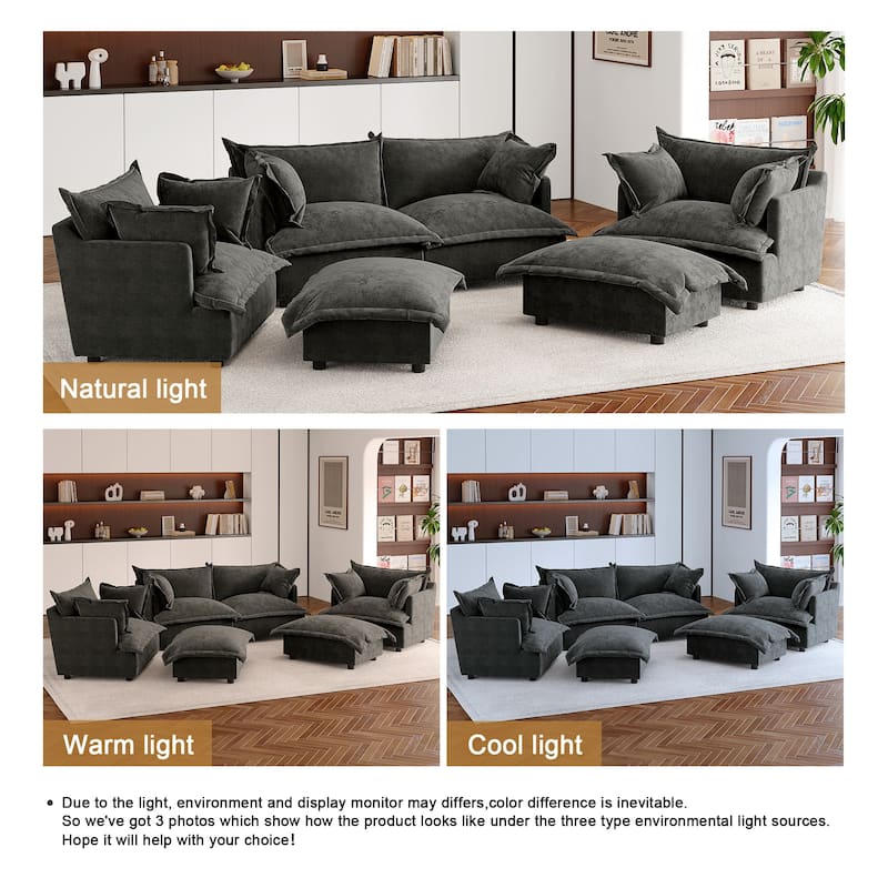 Double Layer Cushion Comfy Cloud Modular Sectional Sofa Set