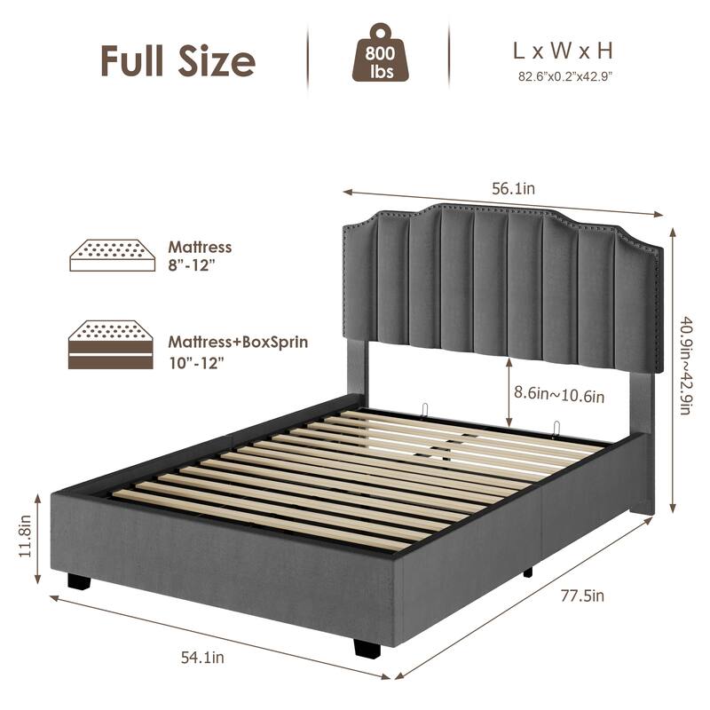 Queen Size Velvet Beds with Lift Up Storage