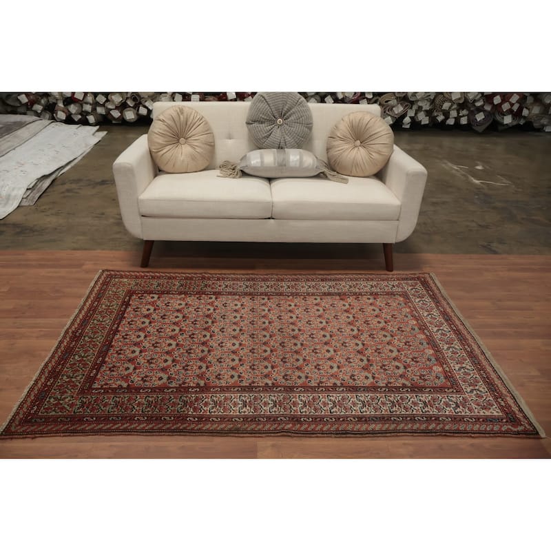 Hand Knotted Oriental 100% Wool Carpet Traditional Floral Oranges & Rust Malayer Area Rug - 6' 3'' X 3' 10''