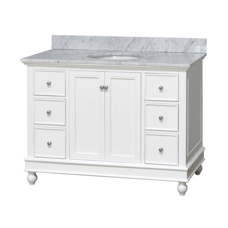 KitchenBathCollection Bella 48" Bathroom Vanity with Carrara Marble Top