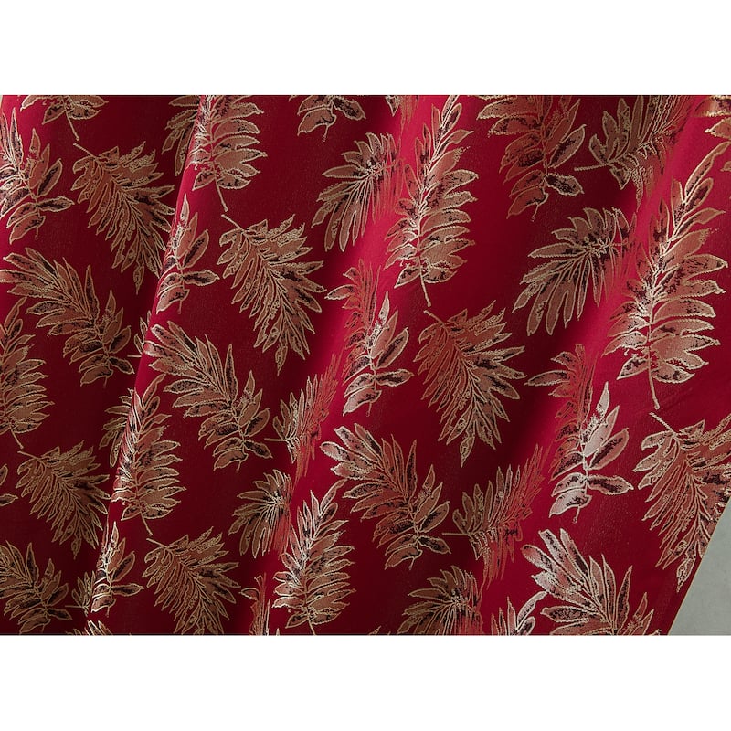 Gracewood Hollow Bao Textured Floral Jacquard Single Rod Pocket Curtain Panel w/ Attached 18-inch Valance - 54 x 84 in.