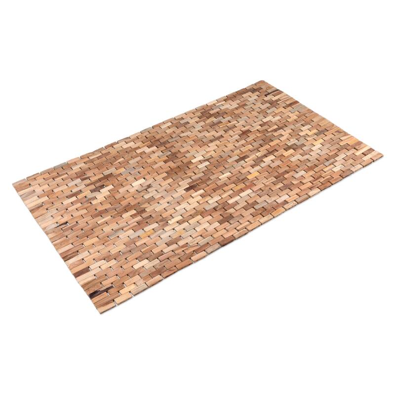 Novica Handmade The Roadside Teak Wood Mat