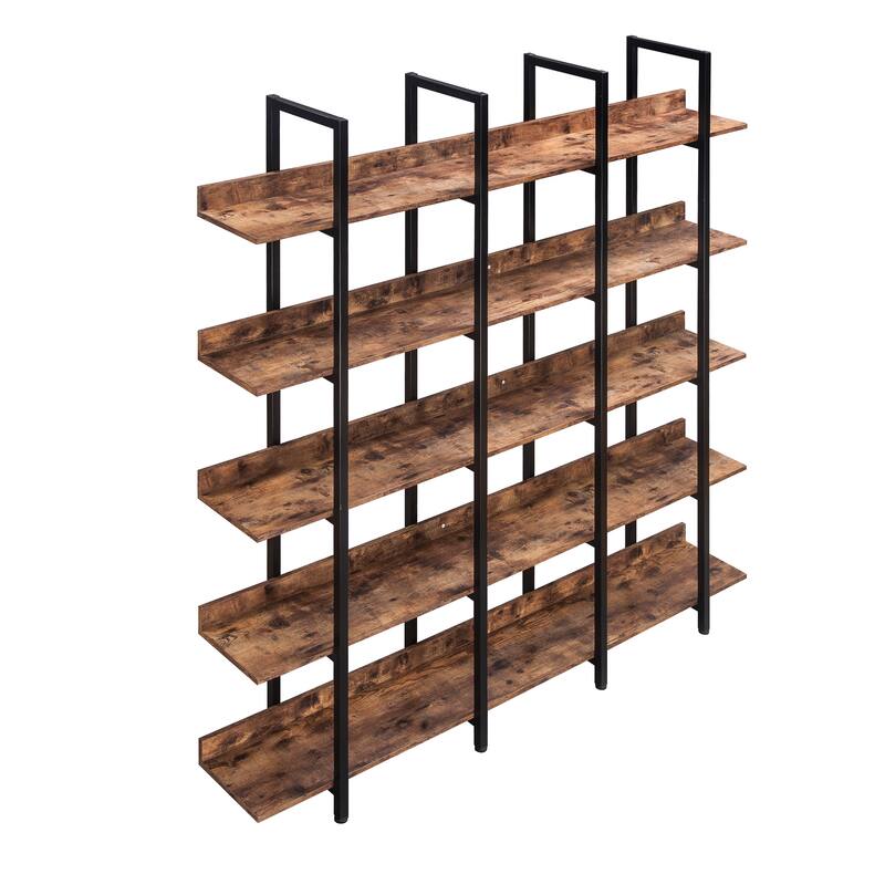 GDFStudio - Ethan Walker Five-Tier Industrial Open Bookcase Designed for Home Office and Living Spaces