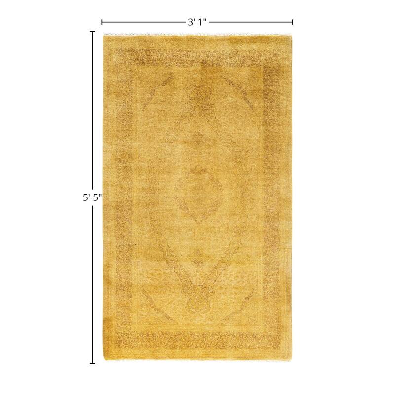 Overdyed One-of-a-Kind Hand-Knotted Area Rug - Yellow - 3' 1" x 5' 5"