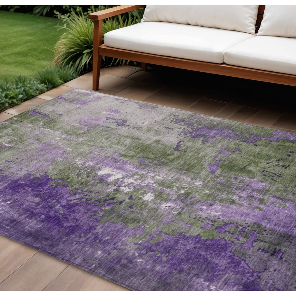 HomeRoots Abstract Transitional Rectangle Outdoor Rug