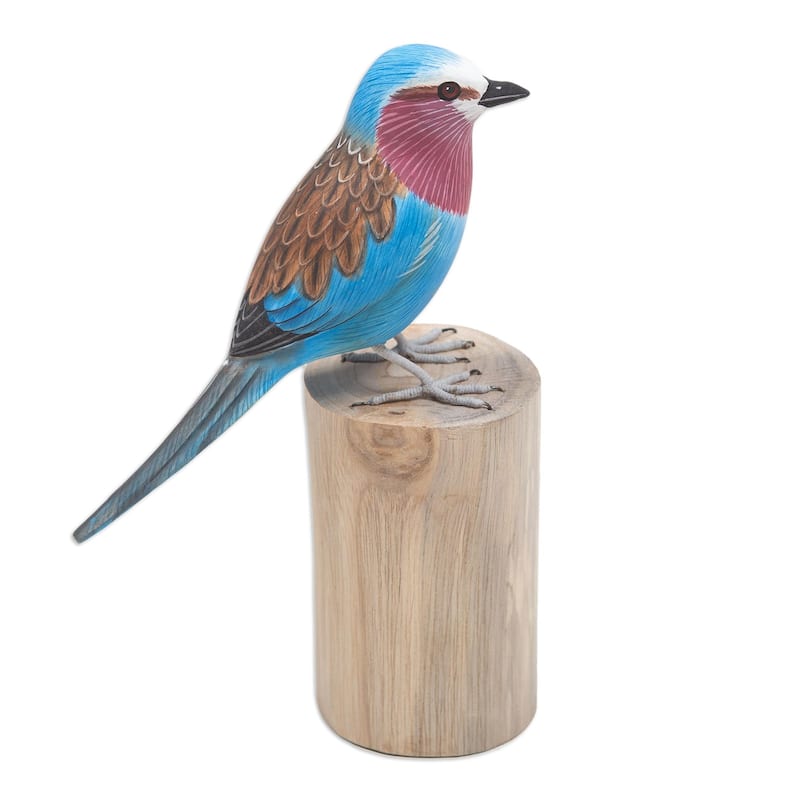 Novica Handmade The Eastern Bluebird Wood Statuette