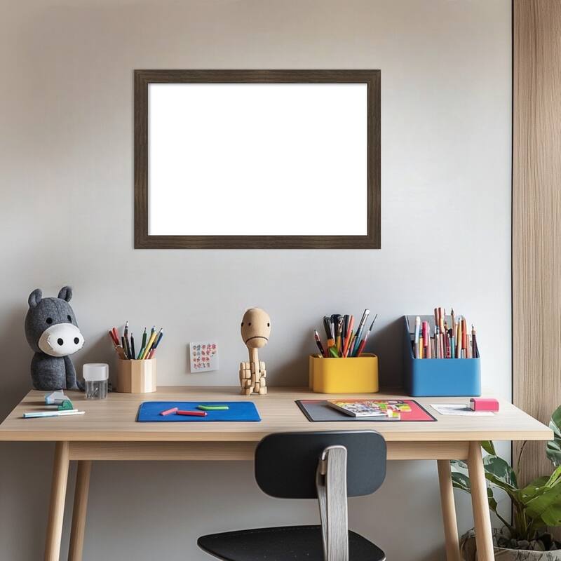 Amanti Art Woodgrain Stripe Blonde Framed Dry Erase Magnetic Board