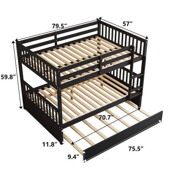 Modern Full over Full Bunk Bed with Ladder and Safety Rails Bed Bath