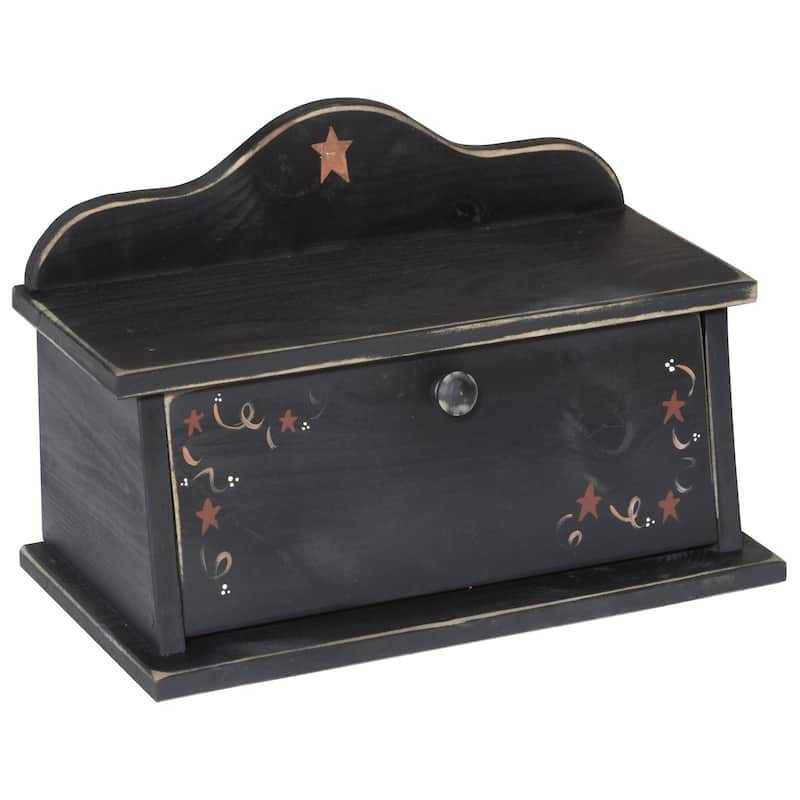 Handcrafted Amish Pine Bread Box - Black