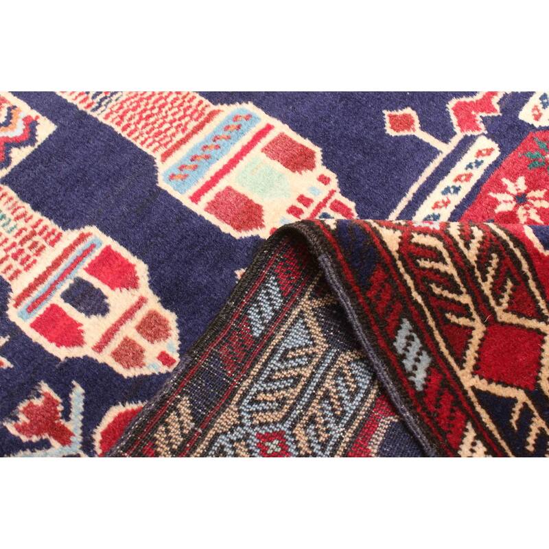 ECARPETGALLERY Hand-knotted Teimani Dark Navy Wool Rug - 2'9 x 4'3