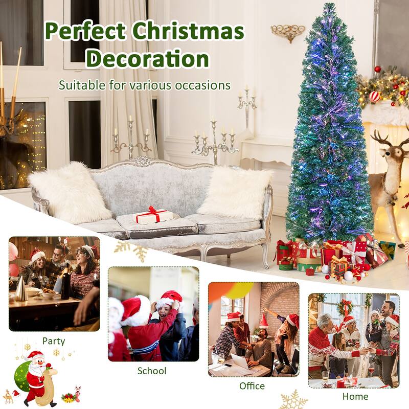 Gymax 5 FT Fiber Optic Artificial Christmas Tree Slim Pencil Xmas Tree