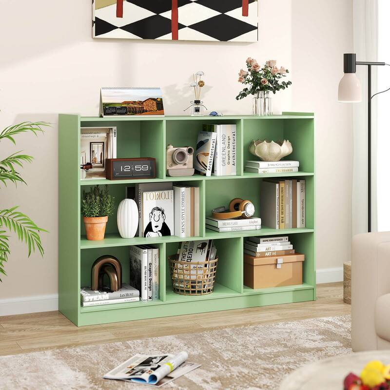 Costway 3-tier Open Bookcase 8-Cube Bookshelf Storage Display Cabinet - 48'' x 12.5'' x 36.5''