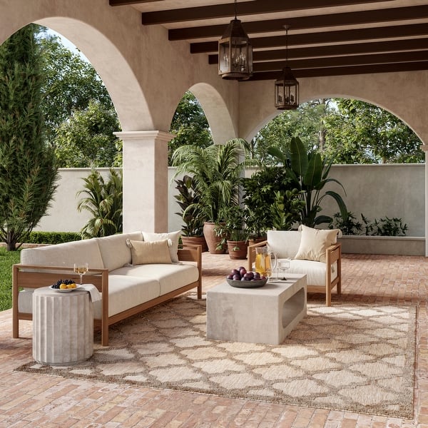 slide 2 of 101, Nourison Easy Care Indoor/Outdoor Moroccan Trellis Area Rug 6' x 9' - Natural/Beige