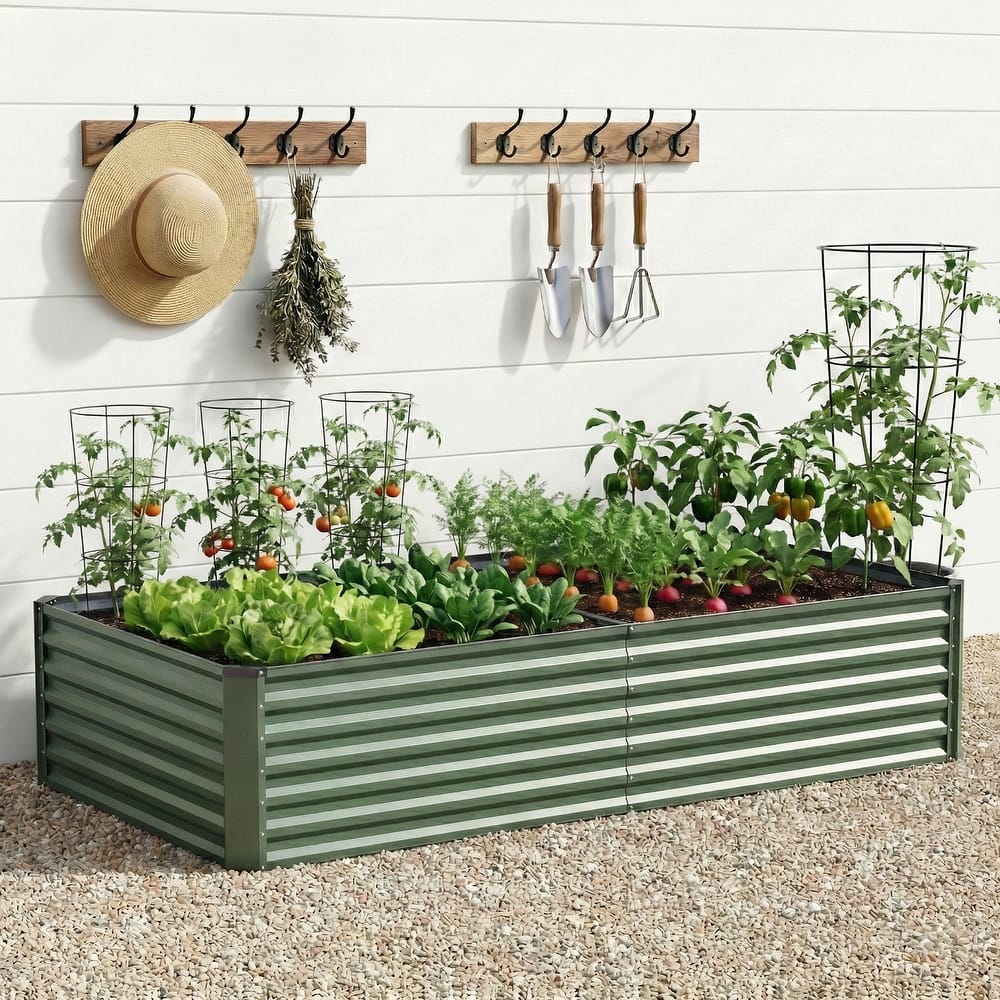 Pocassy Outdoor Planter Box Metal Patio Kit Planting Bed for Vegetables.