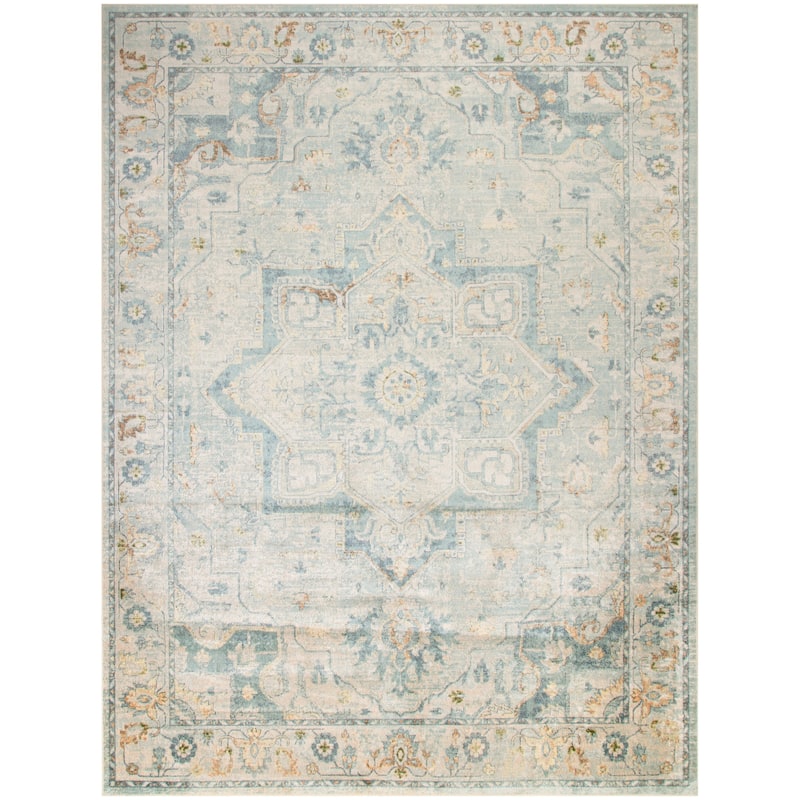 Nourison Abby Machine Washable Indoor only Persian Floral Area Rug. - 7' 10" x 10' - Light/Blue - Rectangle