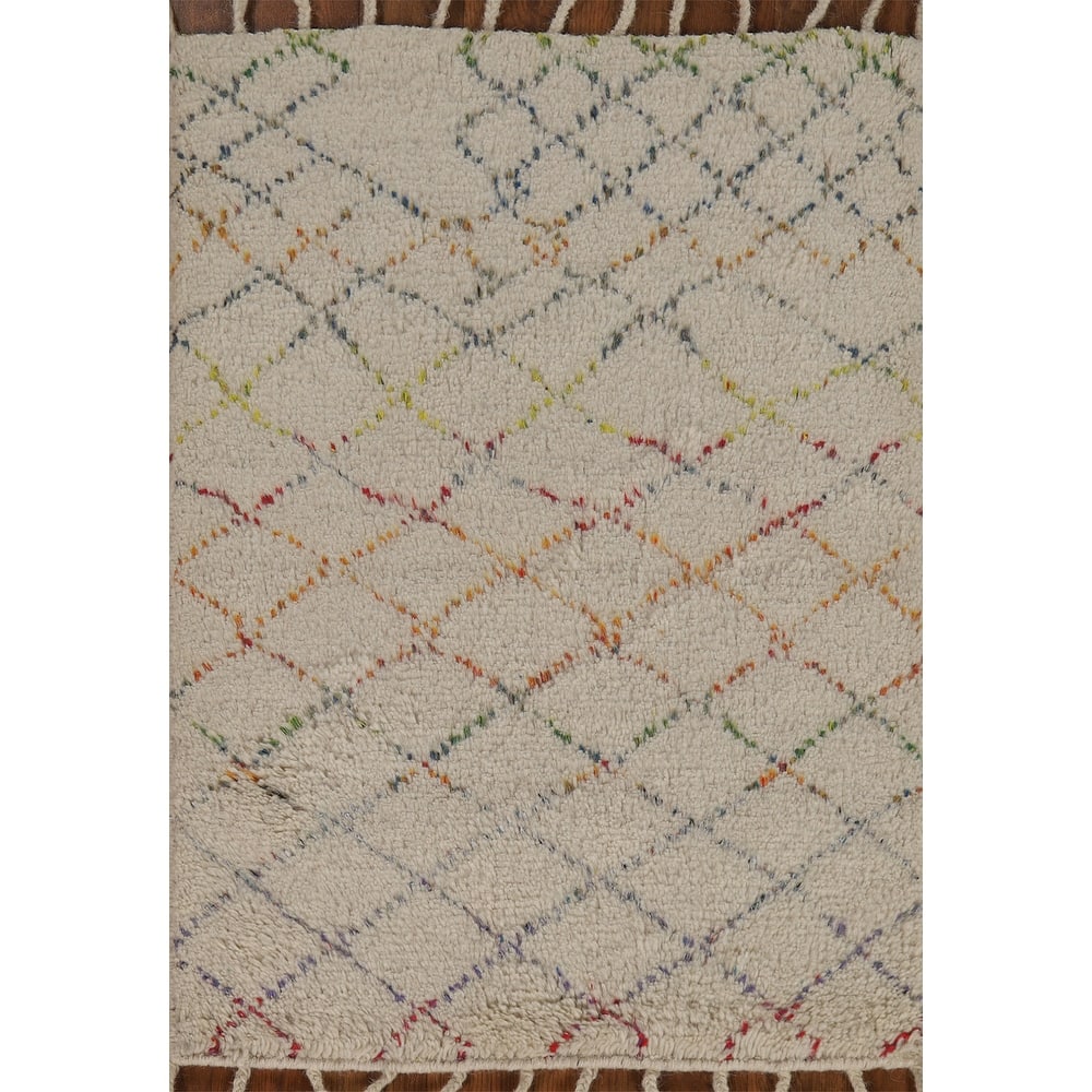 Trellis Moroccan Oriental Accent Rug Handmade Wool Carpet - 2'0"x 3'0"